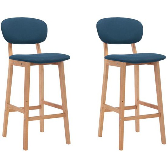 Tabourets de bar lot de 2 bleu tissu