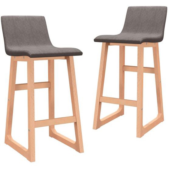 Tabourets de bar lot de 2 gris clair tissu