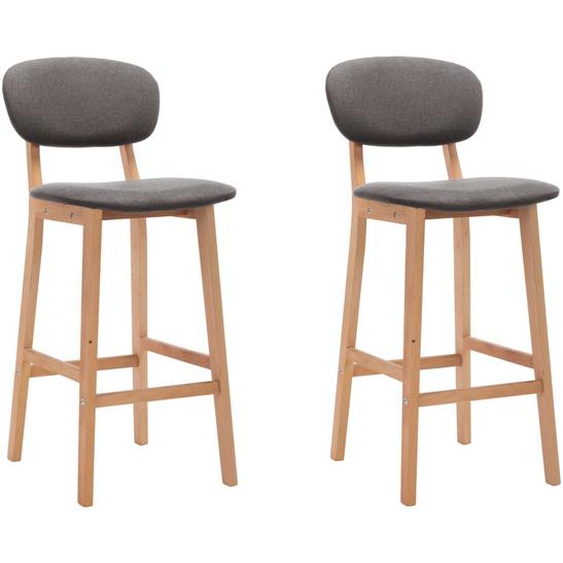 Tabourets de bar lot de 2 gris clair tissu