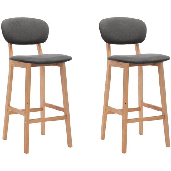 Tabourets de bar lot de 2 gris foncé tissu