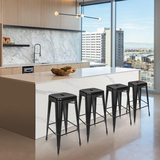 Tabourets de bar 4 pièces en métal noir de style industriel 76*42*42cm-Tabourets dintérieur-extérieur en métal noir -XJING