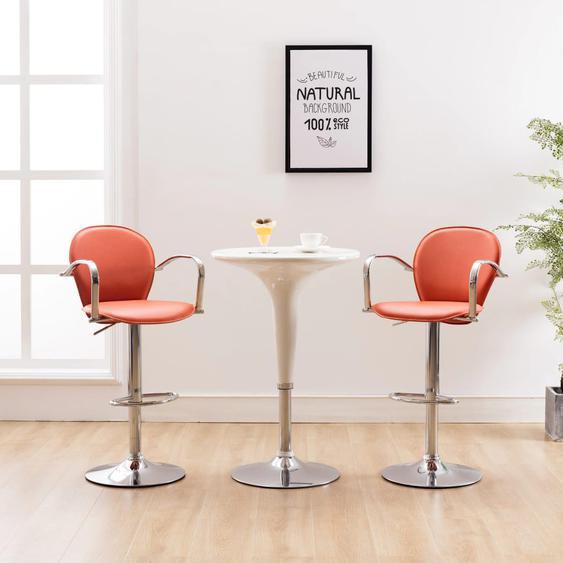 Tabourets de bar avec accoudoir lot de 2 orange similicuir