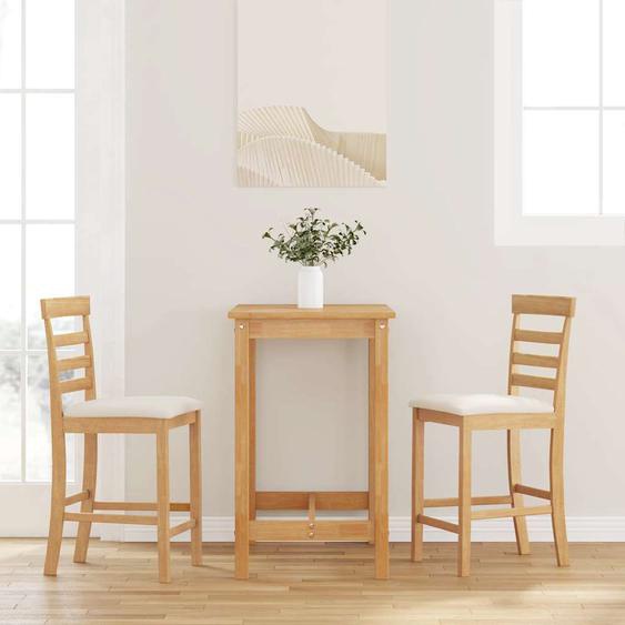 Tabourets de bar avec coussins 2pcs naturel bois massif dhévéa