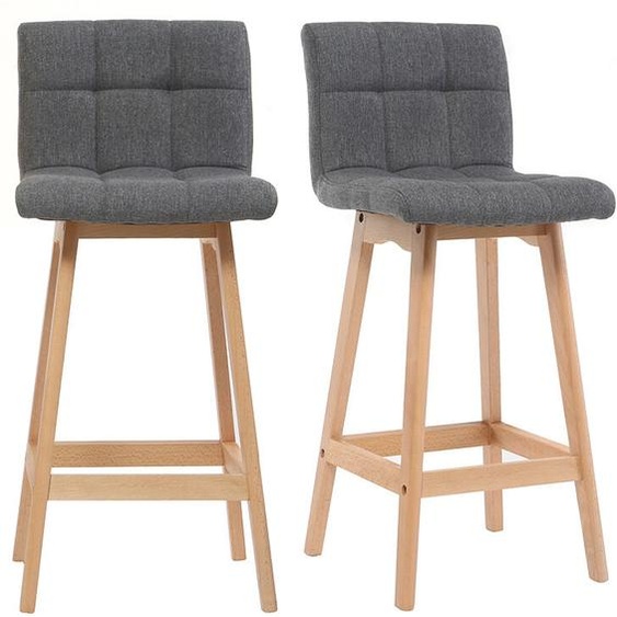 Tabourets de bar bois et gris foncé H65 cm (lot de 2) KLARIS