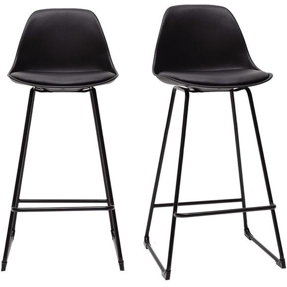 Tabourets de bar design noirs pieds métal H66 cm (lot de 2) FRANZ