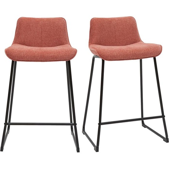 Tabourets de bar en tissu effet velours texturé terracotta et métal H65 cm (lot de 2) BOOST