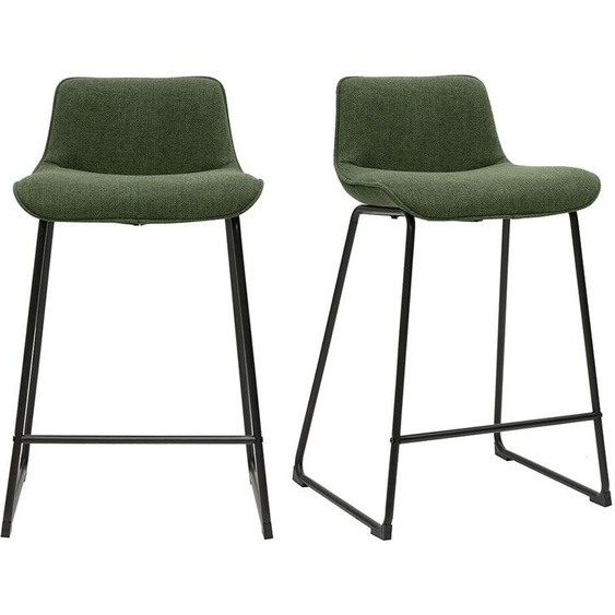 Tabourets de bar en tissu vert kaki et métal H65 cm (lot de 2) BOOST