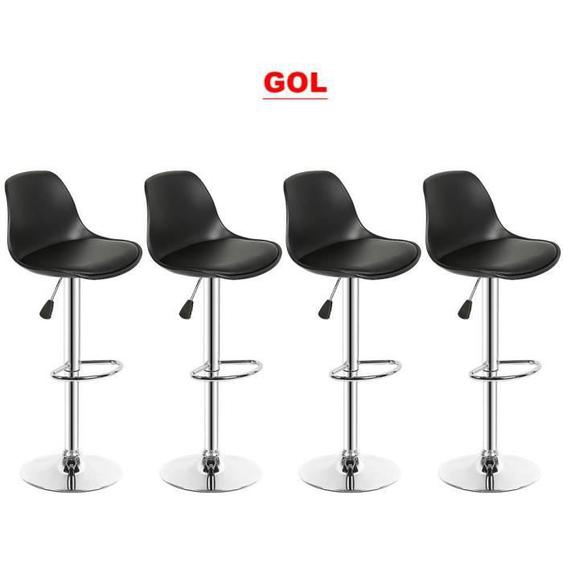 Tabourets de Bar haut GOL - Lot de 4 - Noir - Style Scandinave Moderne - Résistance aux chocs - Montage facile