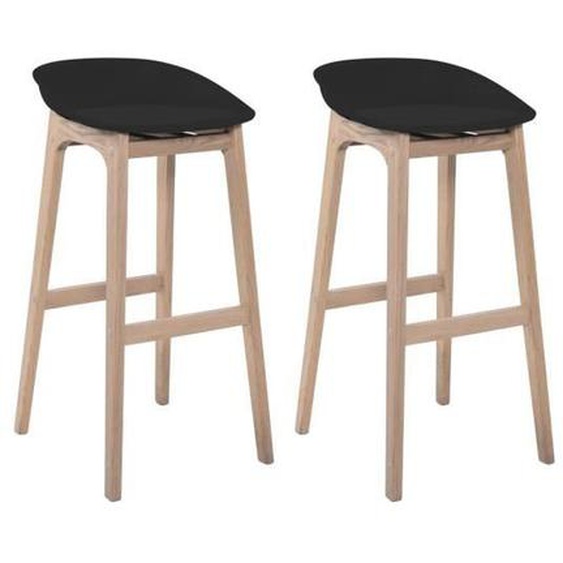 Tabourets De Bar îlot Central Bois Et Noir H65cm Riva  | Lot De 2