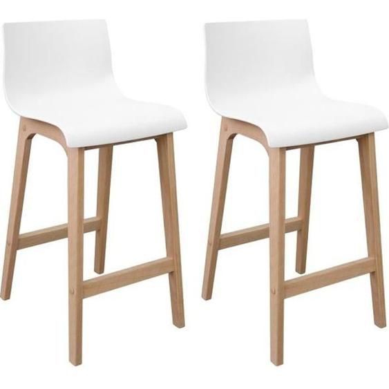 Tabourets de Bar Ilot Central H65cm Bois et Blanc TANNA | Lot de 2