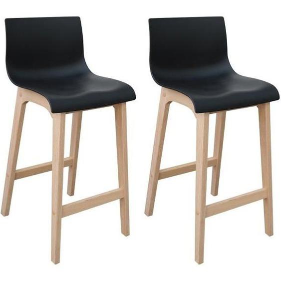 Tabourets de Bar Ilot Central H65cm Bois et Noir TANNA | Lot de 2