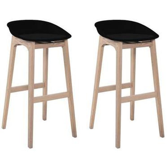 Tabourets de Bar Îlot Central H75cm Bois et noir RIVA | Lot de 2 Noir