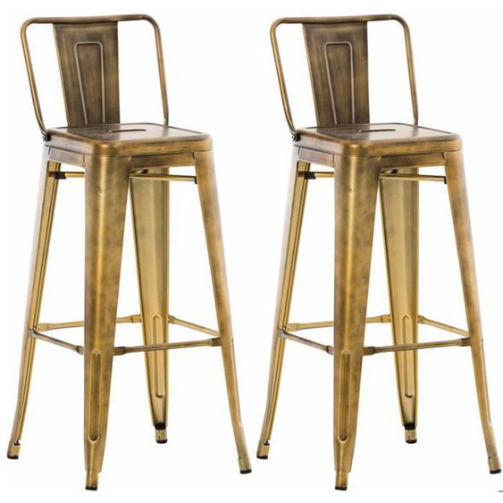 Tabourets de bar industriel en métal couleur or avec repose-pieds - Décoshop26 TDB10134/2