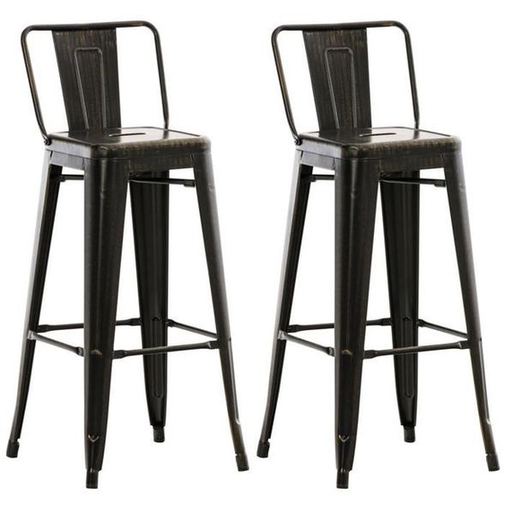 Tabourets de bar industriel en métal noir vieilli - Lot de 2 - Décoshop26