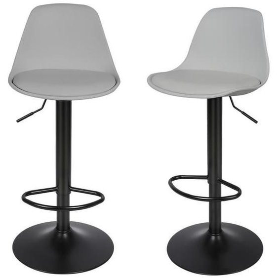 Tabourets de bar JEOBEST - Design scandinave - Dossier en PP - Surface en PU - Pieds noirs pulvérisés