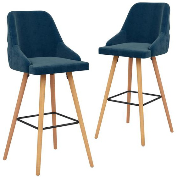 Tabourets de bar lot de 2 bleu velours