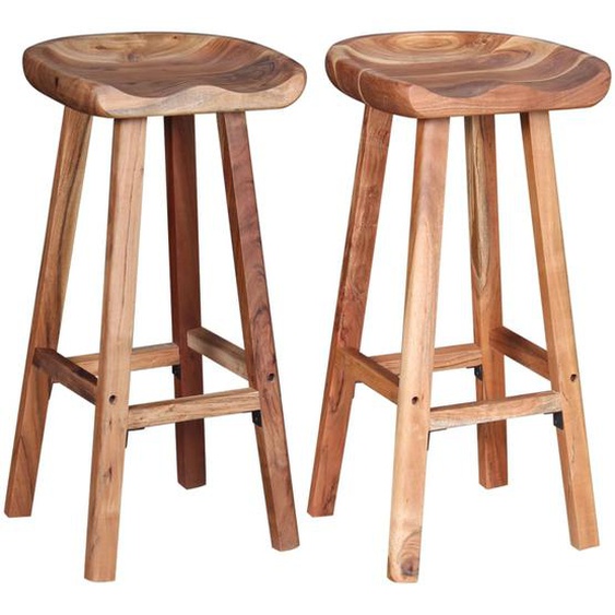 Tabourets de bar lot de 2 bois dacacia massif