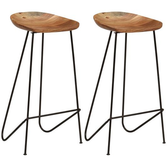Tabourets de bar lot de 2 bois dacacia massif