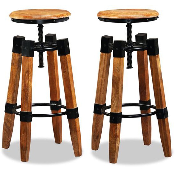 Tabourets de bar lot de 2 bois de manguier massif