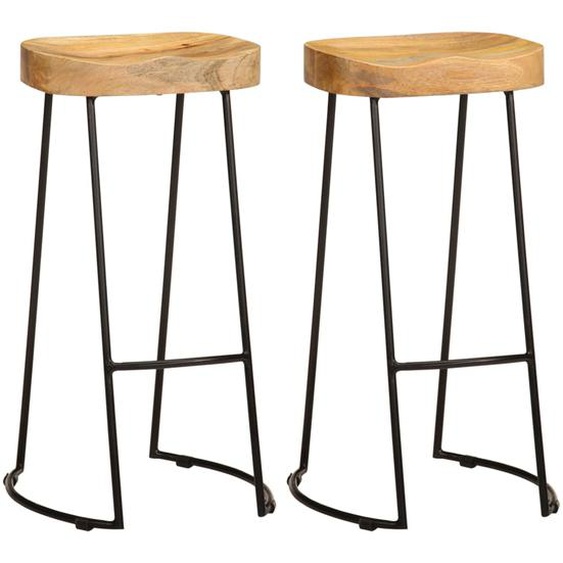 Tabourets de bar lot de 2 bois de manguier massif