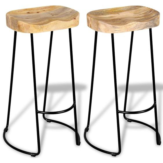 Tabourets de bar lot de 2 bois de manguier massif