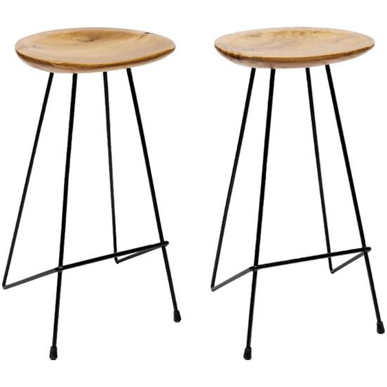 Tabourets de bar lot de 2 bois de teck massif