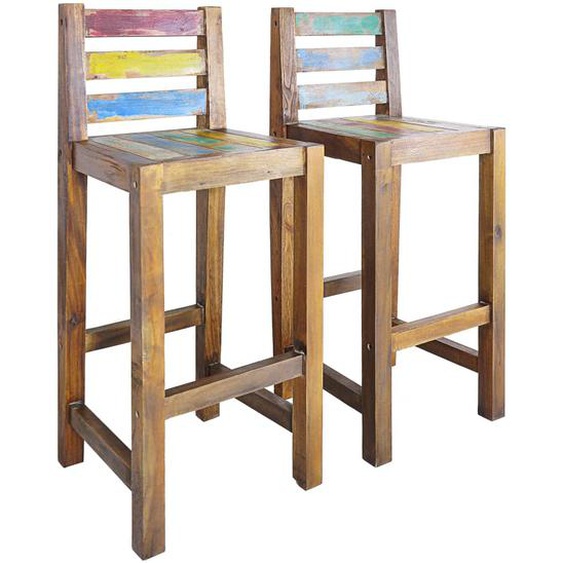 Tabourets de bar lot de 2 bois massif de récupération