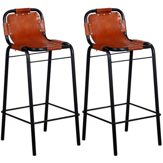Tabourets de bar lot de 2 cuir véritable