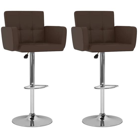 Tabourets de bar lot de 2 marron similicuir