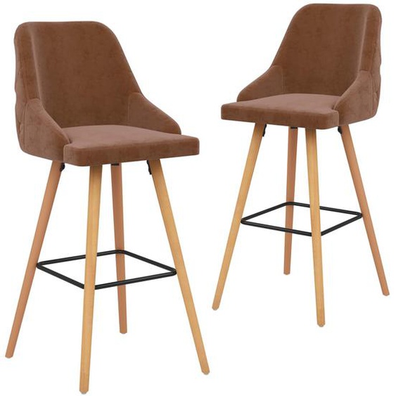 Tabourets de bar lot de 2 marron velours