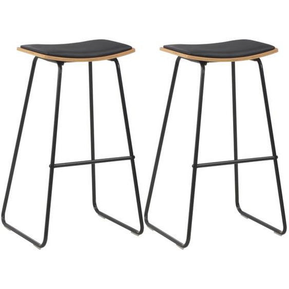 Tabourets de bar lot de 2 noir similicuir