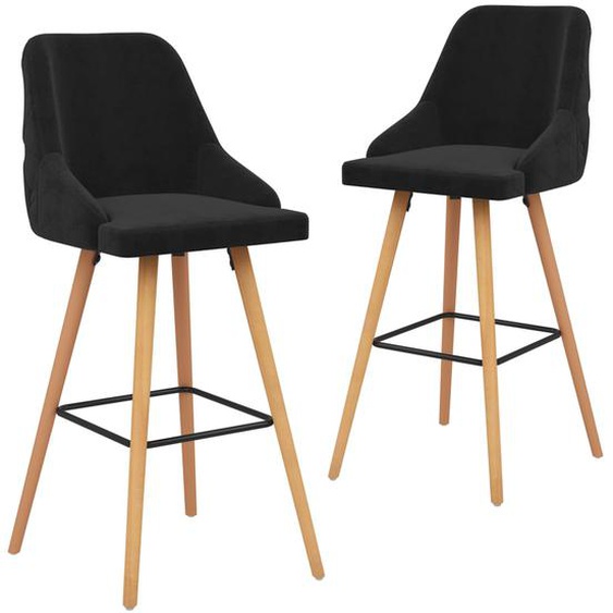 Tabourets de bar lot de 2 noir velours