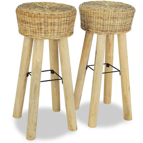 Tabourets de bar lot de 2 rotin naturel