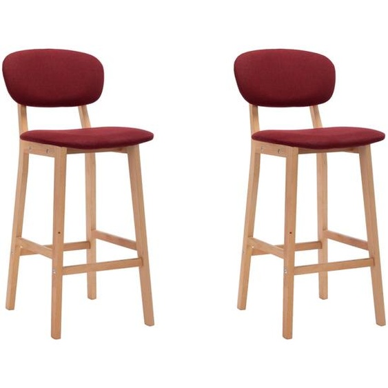 Tabourets de bar lot de 2 rouge bordeaux tissu