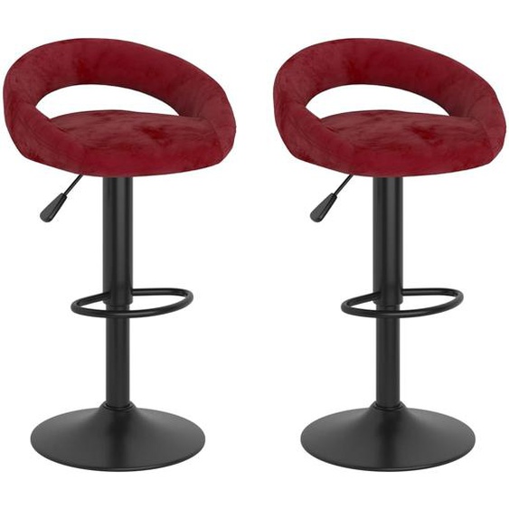 Tabourets de bar lot de 2 rouge vin velours