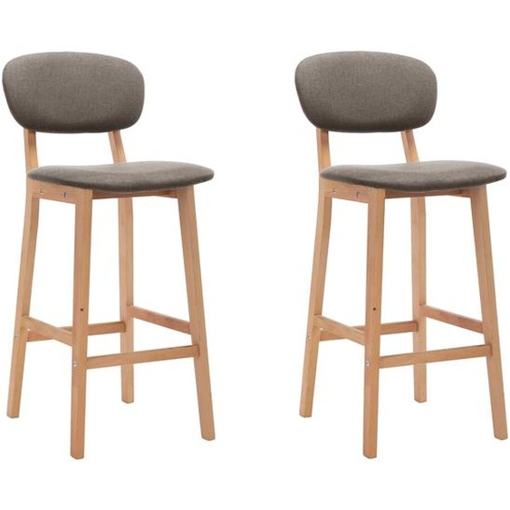 Tabourets de bar lot de 2 taupe tissu