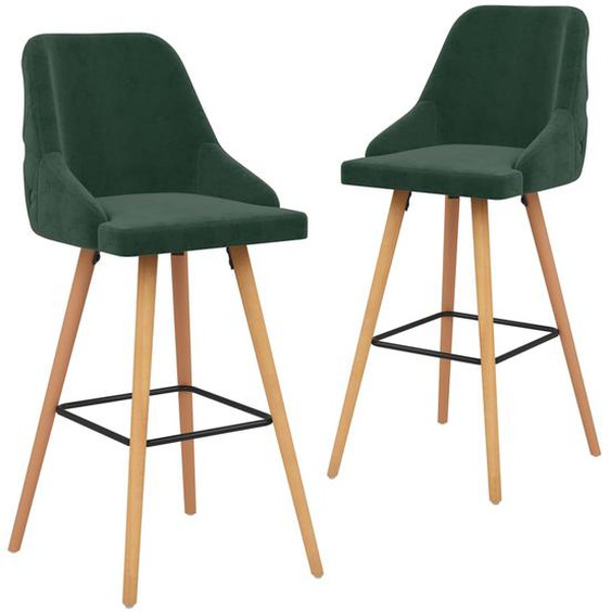 Tabourets de bar lot de 2 vert foncé velours