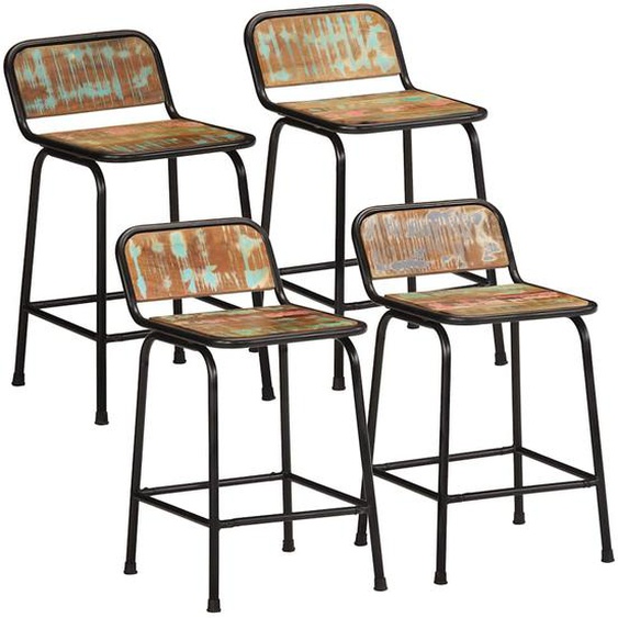 Tabourets de bar lot de 4 46x35,5x70cm bois massif récupération