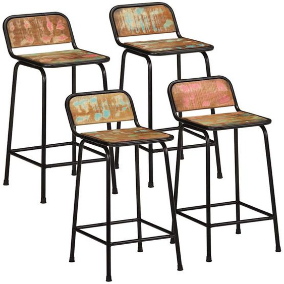 Tabourets de bar lot de 4 46x35,5x80cm bois massif récupération