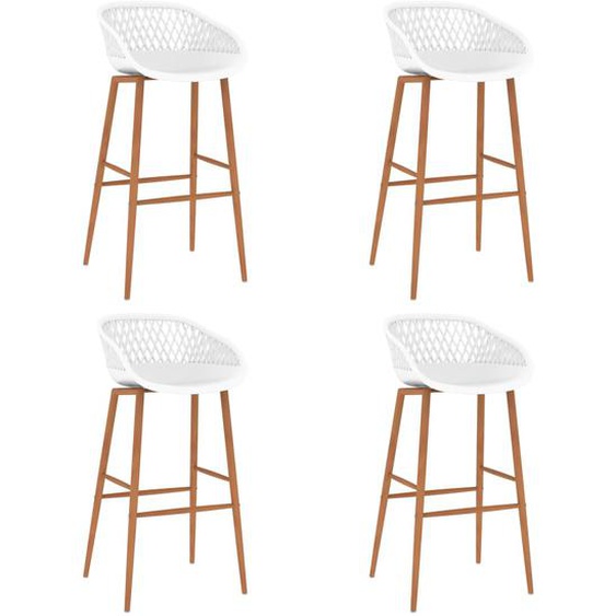 Tabourets de bar lot de 4 blanc