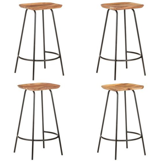 Tabourets de bar lot de 4 bois dacacia solide