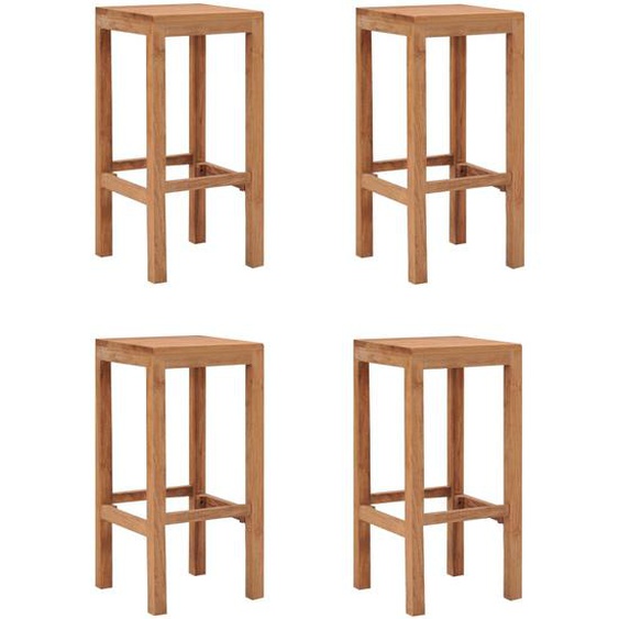Tabourets de bar lot de 4 bois de teck massif