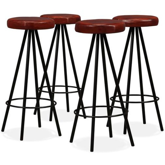 Tabourets de bar lot de 4 cuir véritable