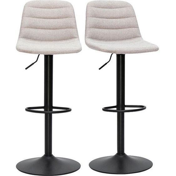 Tabourets de bar réglables en tissu effet velours texturé beige et métal (lot de 2) SAURY