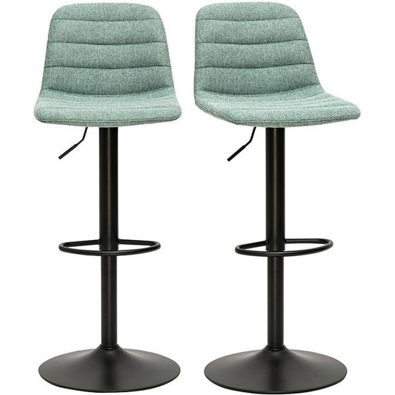Tabourets de bar réglables en tissu effet velours texturé céladon et métal (lot de 2) SAURY
