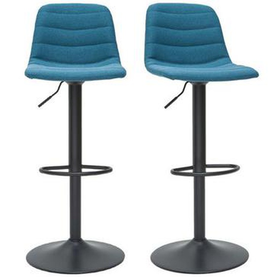Tabourets de bar réglables en tissu et métal bleu canard (lot de 2) SAURY