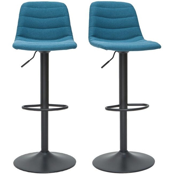 Tabourets de bar réglables en tissu et métal bleu canard (lot de 2) SAURY