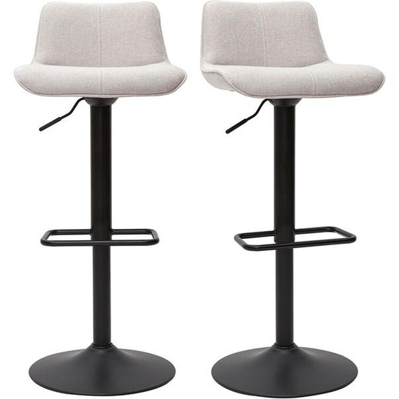 Tabourets de bar réglables pivotants 360° en tissu effet velours texturé beige et métal noir (lot de 2) BOOST