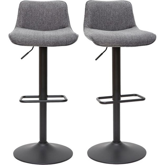 Tabourets de bar réglables pivotants 360° en tissu effet velours texturé gris et métal (lot de 2) BOOST