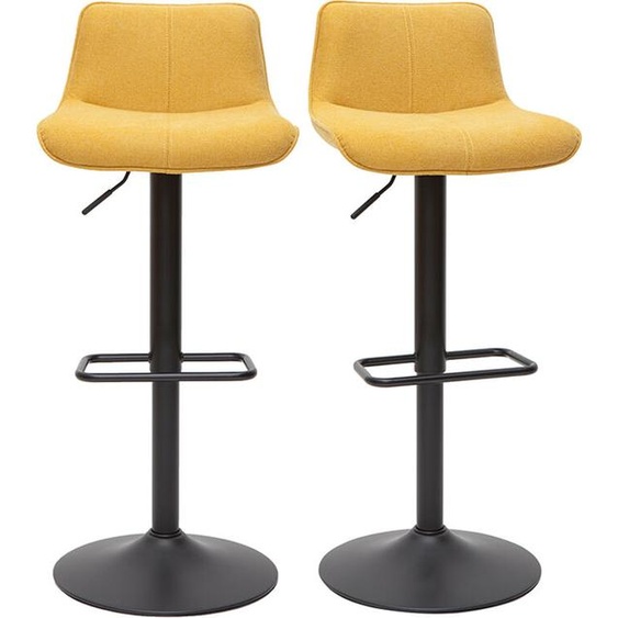 Tabourets de bar réglables pivotants 360° en tissu effet velours texturé jaune moutarde et métal (lot de 2) BOOST